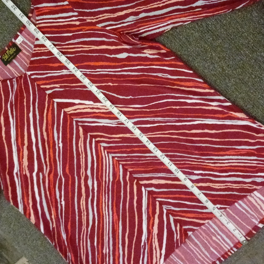 💋Bob Mackie💋 - Red/White Stripe Stretch Knit Tunic Top - Picture 11 of 11